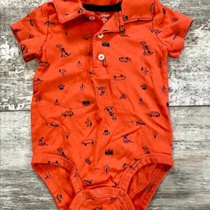 Orange and Navy Vacation Pattern Polo